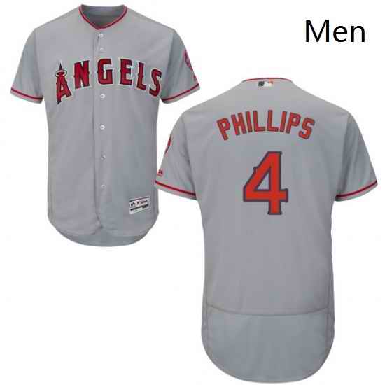 Mens Majestic Los Angeles Angels of Anaheim 4 Brandon Phillips Grey Flexbase Authentic Collection MLB Jersey